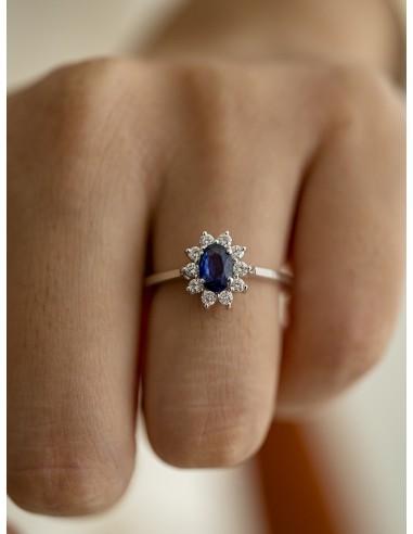 0,22ct- Anillo resetón zafiro ORO BLANCO 18K