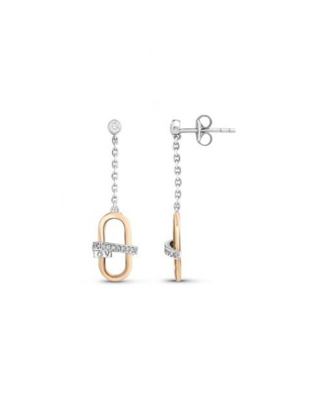 0,17ct- Pendientes de eslabón oro rosa y diamantes