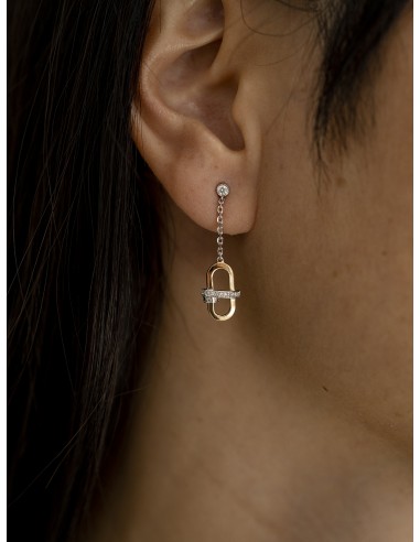 0,17ct- Pendientes de eslabón oro rosa y diamantes