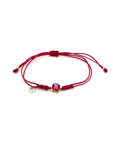 PULSERA MACRAME FUCSIA TOPACIO ORO DE 18K