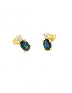Pendientes Alma zafiro Vertical oro de 9k