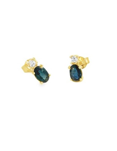 Pendientes Alma zafiro Vertical oro de 9k