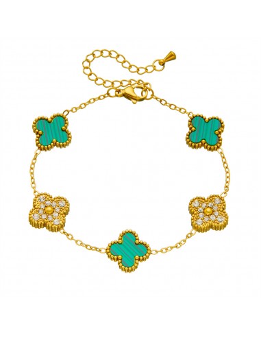 Pulsera Trébol  Acero y Circonitas 16+ 5cm 