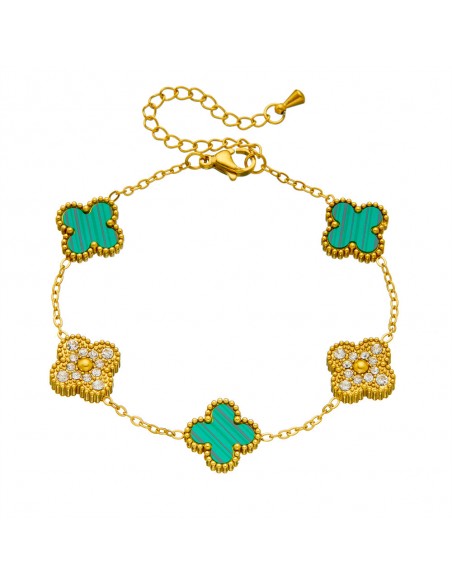 Pulsera Trébol  Acero y Circonitas 16+ 5cm 