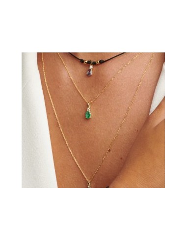 Gargantilla Alma Vertical esmeralda oro de 9k