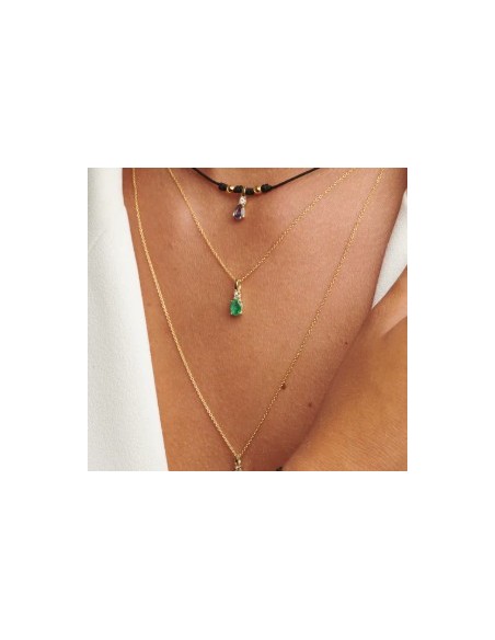 Gargantilla Alma Vertical esmeralda oro de 9k
