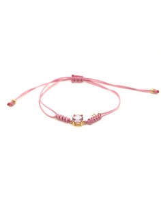 PULSERA MACRAME ROSA TOPACIO ORO DE 18K