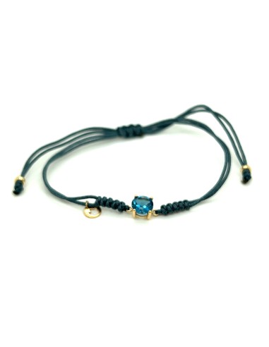 PULSERA MACRAME VERDE TOPACIO AZUL ORO DE 18K