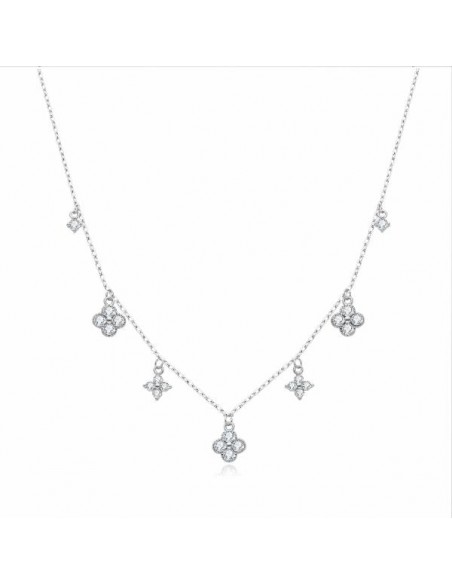 Gargantilla de plata con flores de circonitas