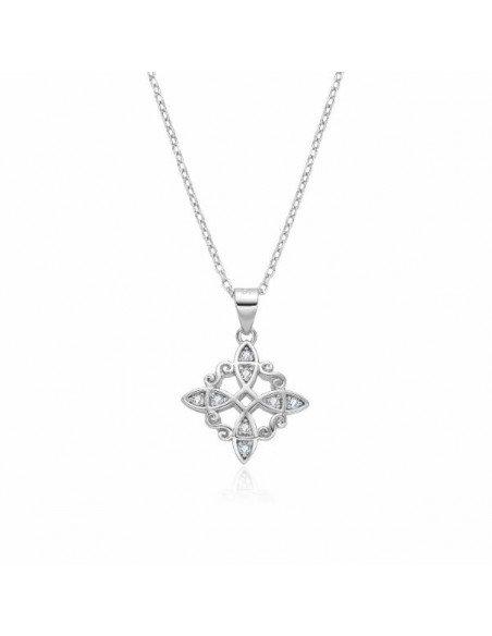 Gargantilla de plata con colgante calado y circoni