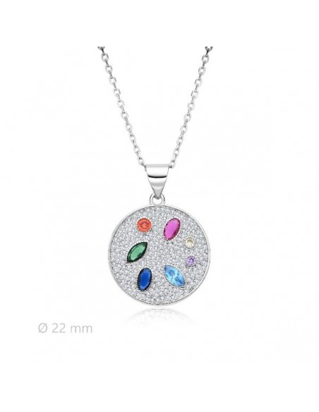 Gargantilla de plata con colgante redondo y circon