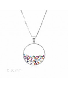 Gargantilla círculo multicolor de plata