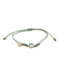 PULSERA MACRAME GRIS TOPACIO TURQUESA ORO DE 18K