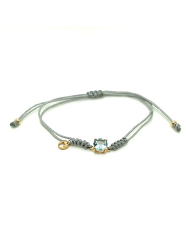 PULSERA MACRAME GRIS TOPACIO TURQUESA ORO DE 18K