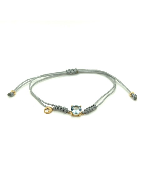 PULSERA MACRAME GRIS TOPACIO TURQUESA ORO DE 18K