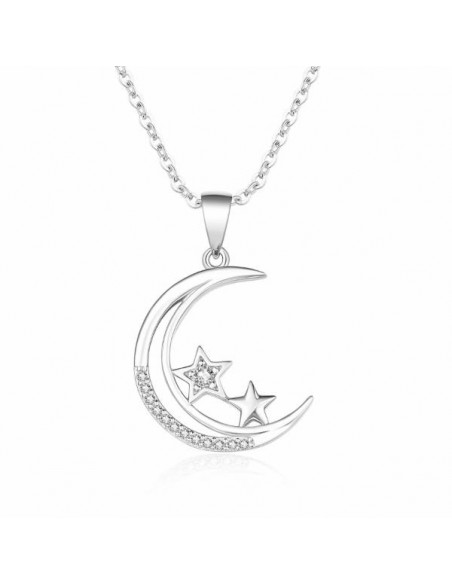 Gargantilla luna y estrellas en plata