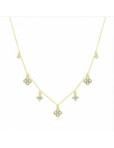 Gargantilla de plata con flores de circonitas ch