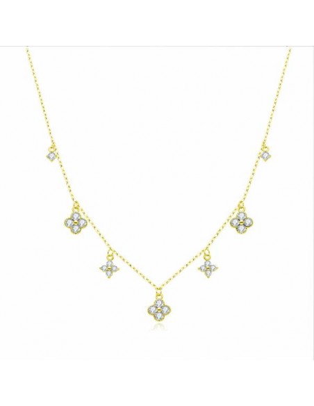 Gargantilla de plata con flores de circonitas ch