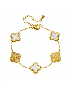 Pulsera Trébol Acero  Circonita 16+ 5cm
