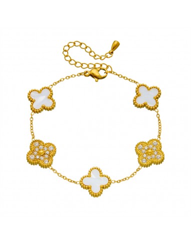 Pulsera Trébol Acero  Circonita 16+ 5cm