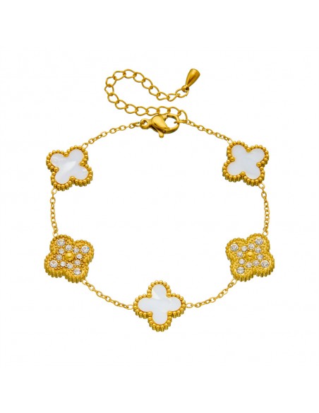 Pulsera Trébol Acero  Circonita 16+ 5cm