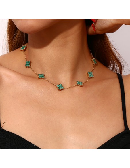 Collar Acero Trébol 40+5 cm Color Oro