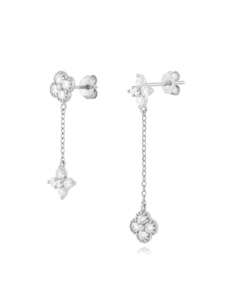 Pendientes Circonita Flor y Trébol 38mm