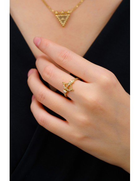 Anillo Flecha Circonita 12,5*14,5mm Bañado