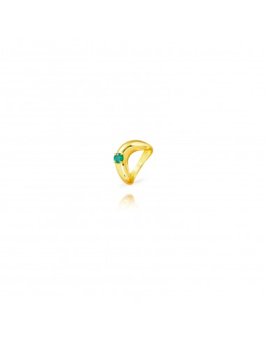 Anillo Plata Circonita Verde Ola  Bañado