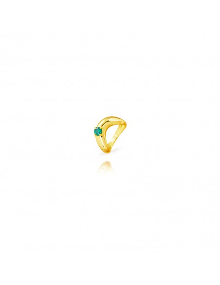 Anillo Plata Circonita Verde Ola  Bañado