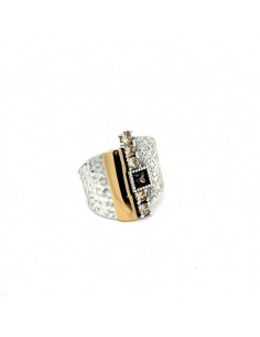 Anillo doble circulo desplazado plata