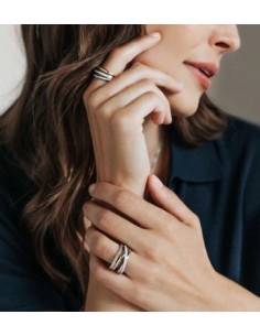 Anillo plata bicolor con circonitas