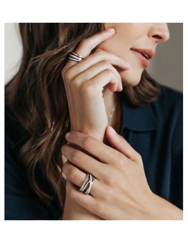 Anillo plata bicolor con circonitas