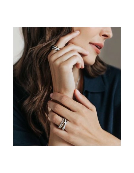 Anillo plata bicolor con circonitas