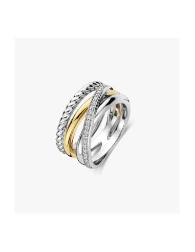 Anillo plata bicolor con circonitas