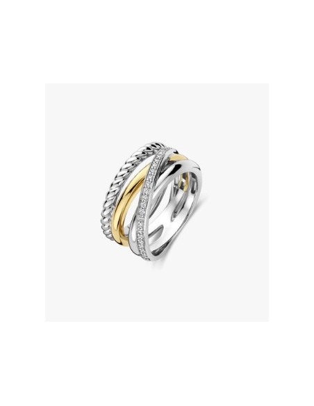 Anillo plata bicolor con circonitas