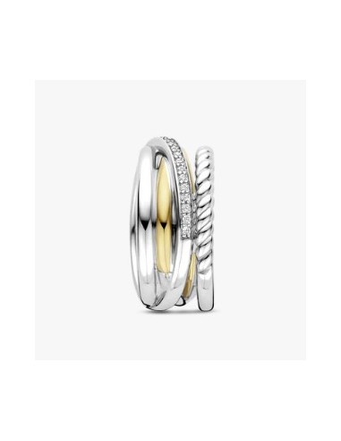Anillo plata bicolor con circonitas