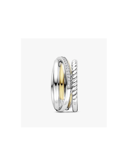 Anillo plata bicolor con circonitas