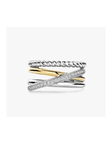 Anillo plata bicolor con circonitas