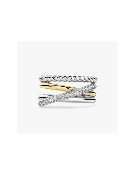 Anillo plata bicolor con circonitas