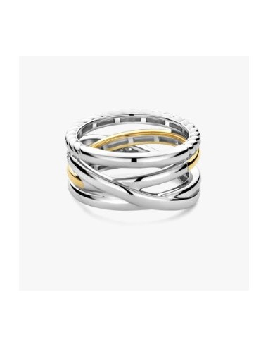 Anillo plata bicolor con circonitas