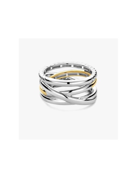 Anillo plata bicolor con circonitas