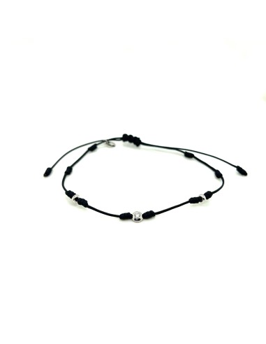 CT-0,035 PULSERA MACRAME NEGRO ORO BLANCO DE 18K