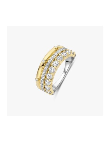 Anillo de plata bicolor con circonitas brillantes