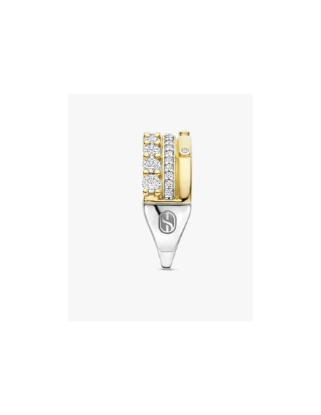 Anillo de plata bicolor con circonitas brillantes