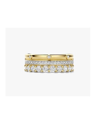 Anillo de plata bicolor con circonitas brillantes
