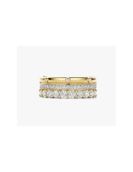 Anillo de plata bicolor con circonitas brillantes