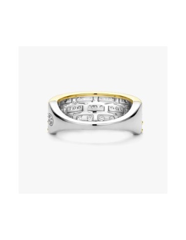 Anillo de plata bicolor con circonitas brillantes