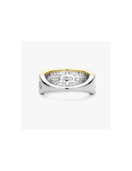 Anillo de plata bicolor con circonitas brillantes
