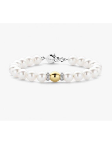 Pulsera Esencia de Luz con perlas y detalle bicolo
